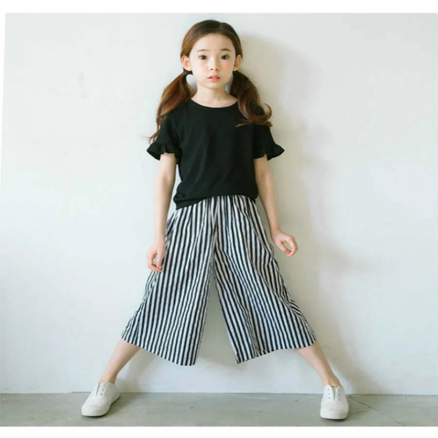 Новинка 2021 летние детские свободные брюки подходящие ко всему для девочек