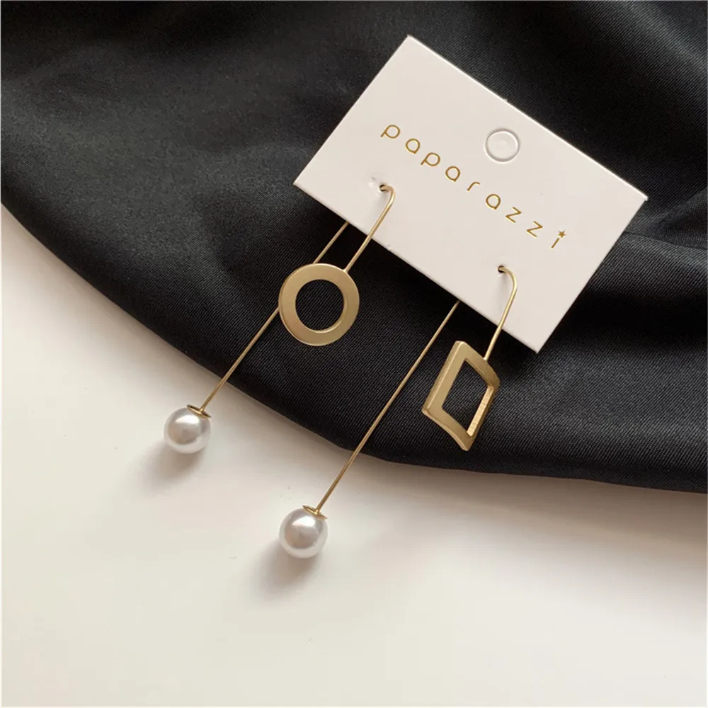 

Shamir Metal Geometry Modelling Pearl Earrings Small Temperament Long Earrings Women Jewelry Gifts
