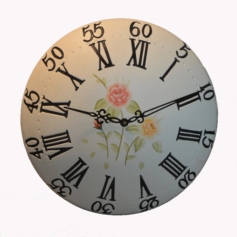 

QIQIPP Rustic Rose Flower Series Wooden Simple Semicircle Wall Clock