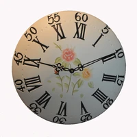 qiqipp rustic rose flower series wooden simple semicircle wall clock