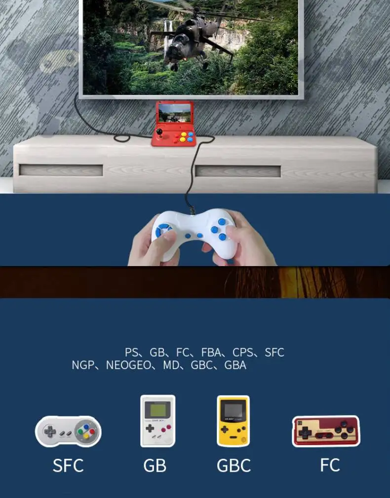 Игровая консоль Powkiddy A13 9 дюймов большой экран съемный джойстик HD выход мини