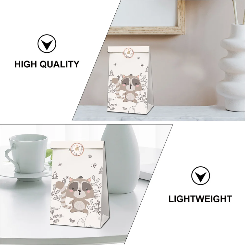 

12pcs Forest Theme Goodie Bags Paper Bags Party Favor Bags with 2 Sheets Decals