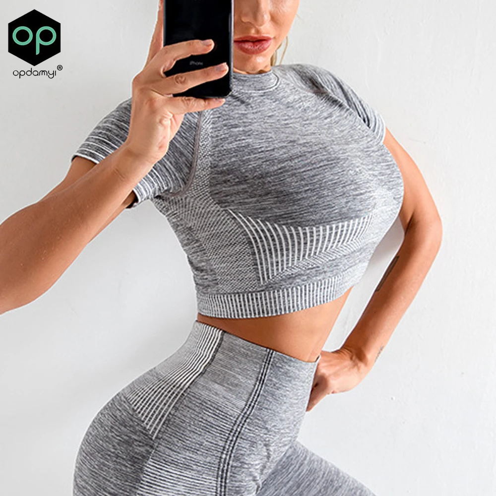 Бесшовный Женский облегающий топ для спорта из пупка Быстросохнущий Спортивный