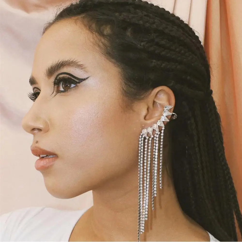 Роскошные блестящие стразы с кристаллами длинная цепочка висячие серьги для