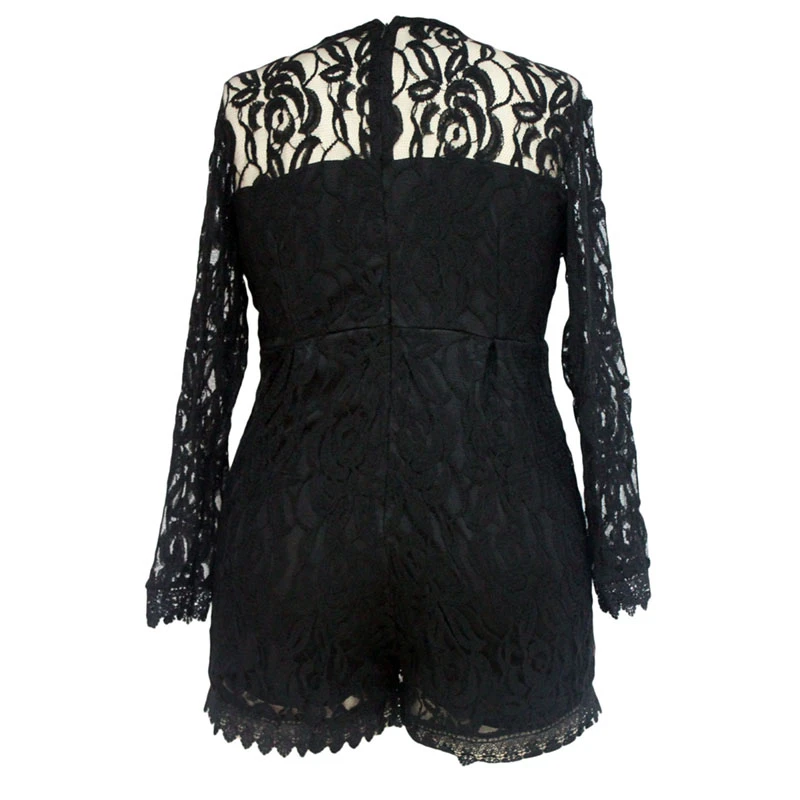 Женский летний кружевной черный комбинезон 2020 белый короткий с вырезами и