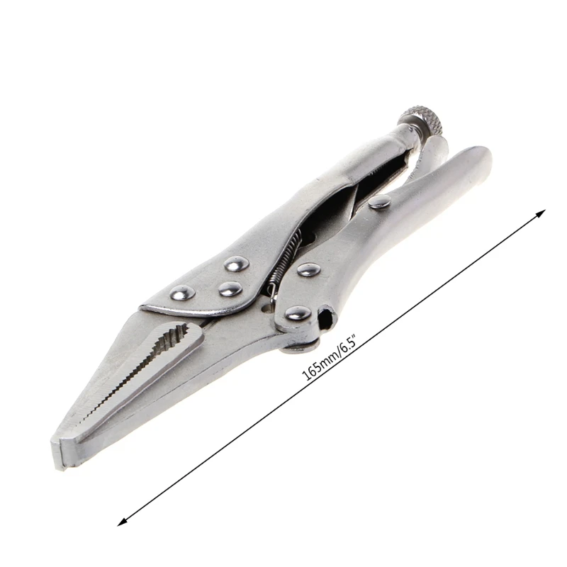 

7Inch Locking Pliers Long Nose Straight Jaw Lock Vise Grip Clamp Hand Tool 165mm Silver