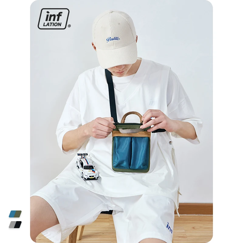 

INFLATION Japanese Style Crossbody Bags Men 2021 Fashion Contrast Color Harajuku Clutch Tote Men Women Waist Bag 455AI2021