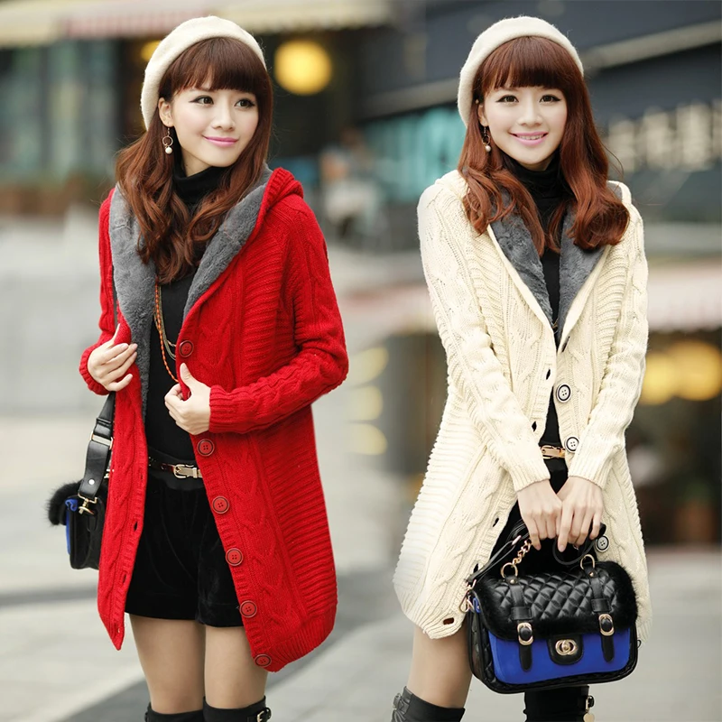 

2020 warm winter jackets Women cardigan add wool Christmas sweater Fashion Casual women's coat clothes