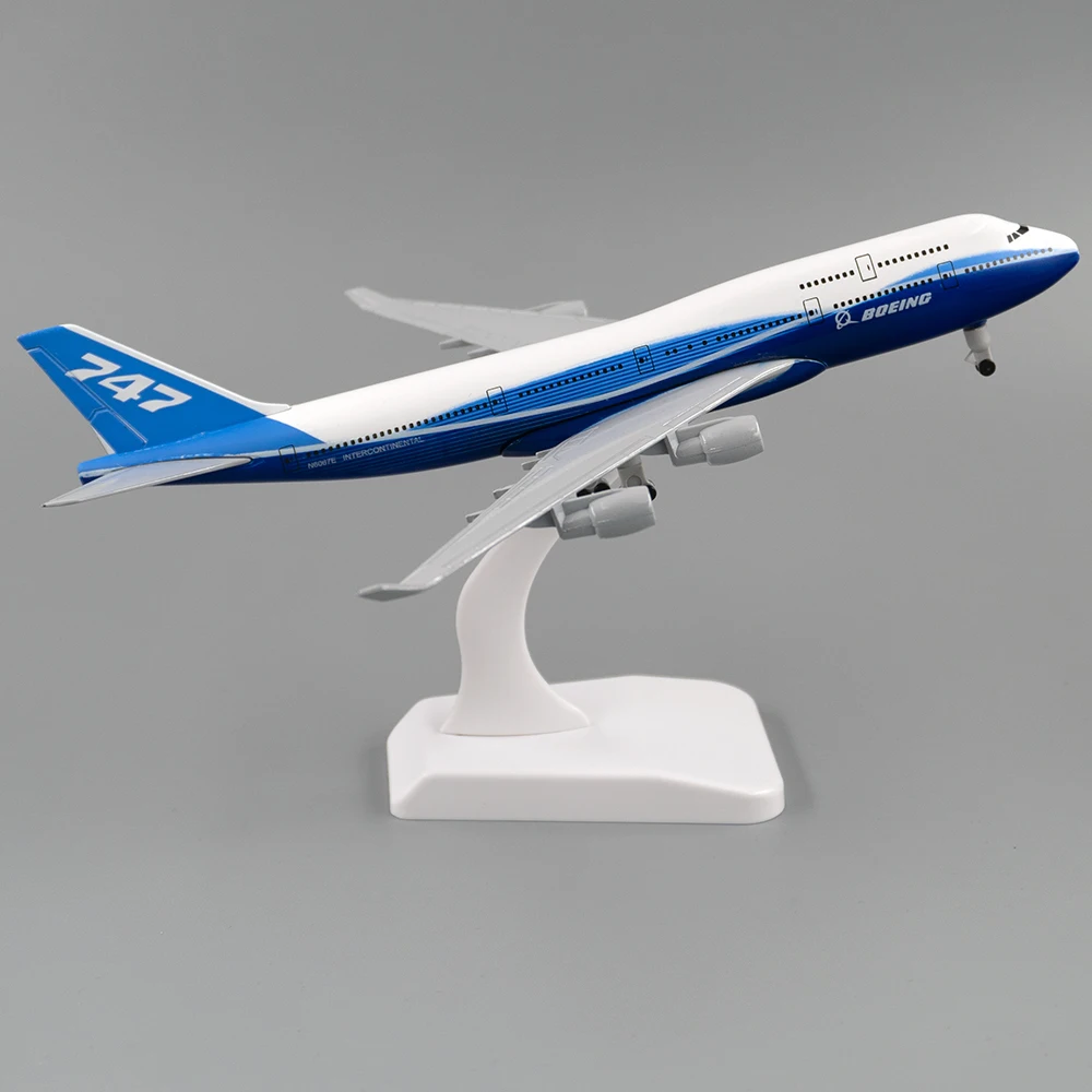 

20cm Aircraft Boeing 747 Prototype Alloy Plane with Wheel B747 Model Children Gift for Collection Home Decorations