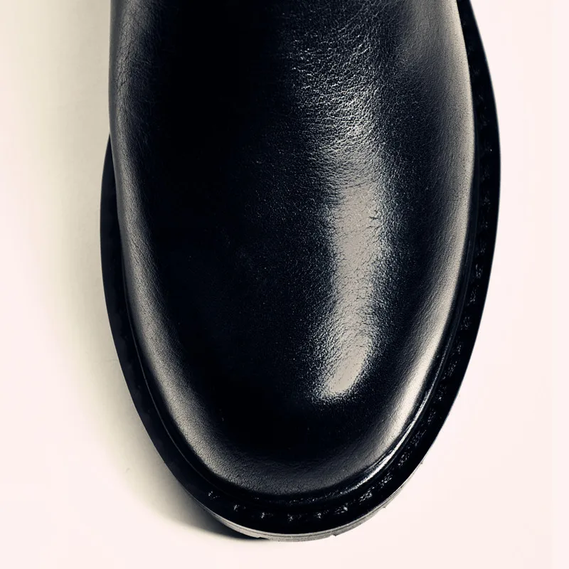 Ботинки из натуральной кожи осенне зимние ботильоны на квадратном каблуке с