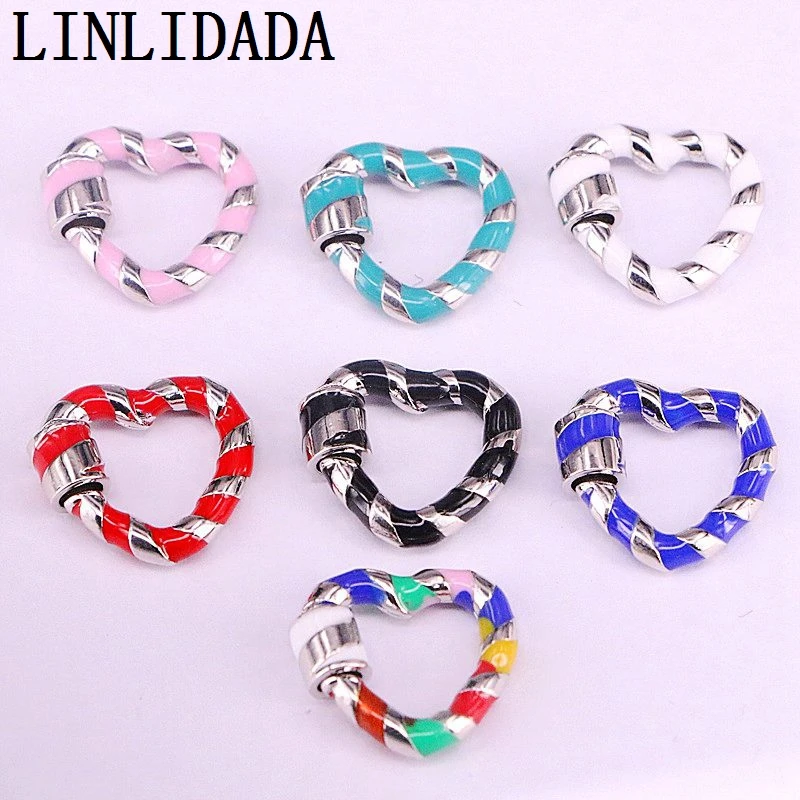 

10Pcs Colorful Enamel Pave Heart Shape Clasp, Silver Plated Lock Clasp,Carabiner Clasp, 20x18mm, Fashion Necklace/Jewelry Makin
