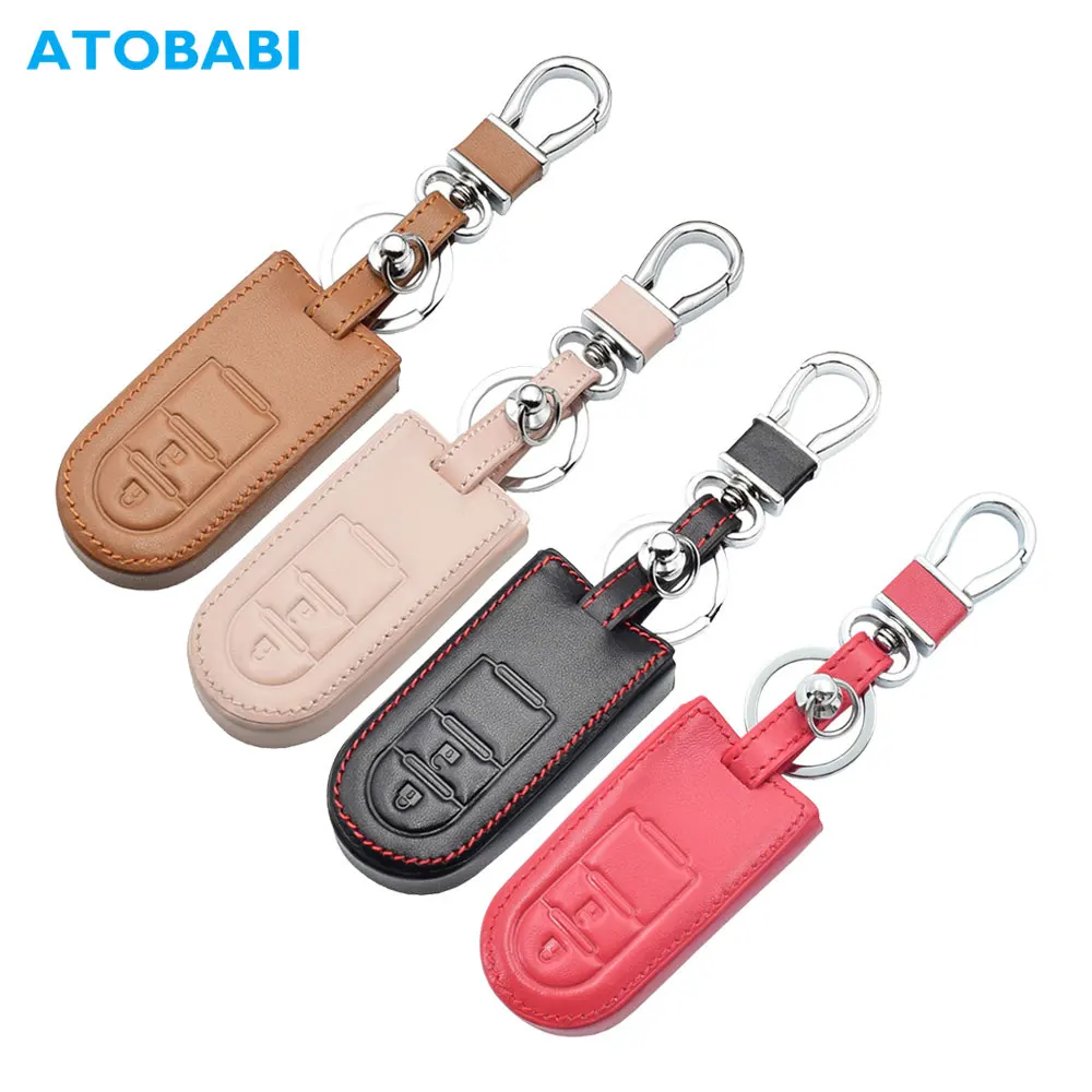 

Leather Car Key Case For Toyota Passo Pixis Joy Daihatsu TANTO LA600S Perodua Smart Keychain Holder Remote Control Protect Cover