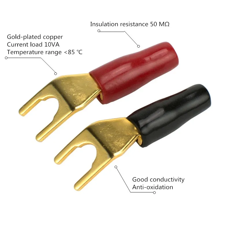 Соединитель банан для динамика вилка Y образной формы с золотым покрытием без