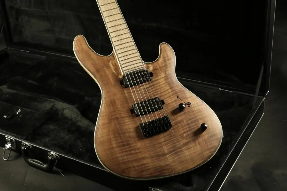 Качественная 7 Струнная электрогитара ra клен Топ шея через тело 8 струнная гитара