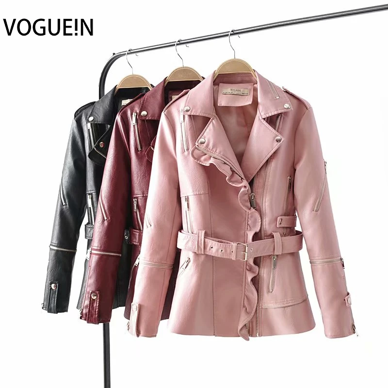 VOGUEIN новое женское из искусственной кожи PU бордовый/черный/розовый гофрированный