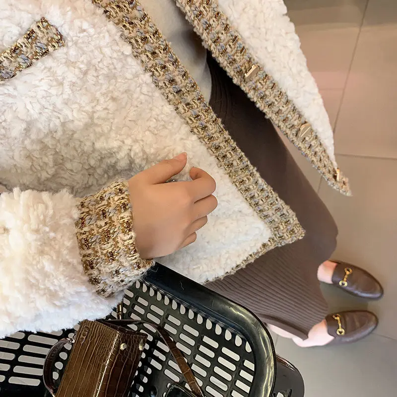 Модная верхняя одежда Меховая куртка Женская винтажная стеганая с длинным