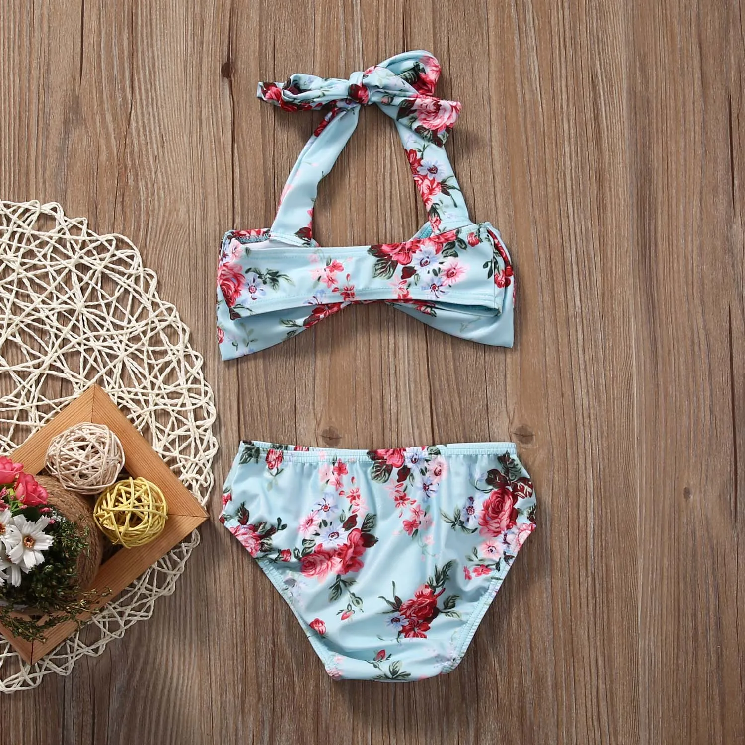 Комплект из двух предметов для маленьких девочек Цветочный купальник бикини