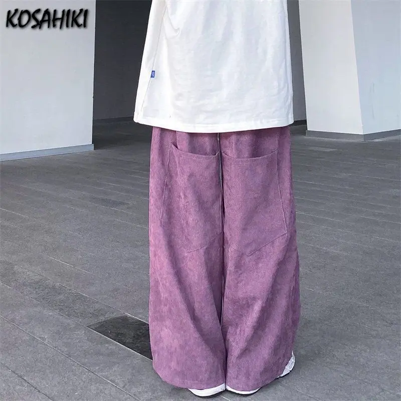 

Вельветовые широкие брюки koshiki для женщин в Корейском стиле, мягкие розовые весенние свободные уличные брюки для девушек, 2021