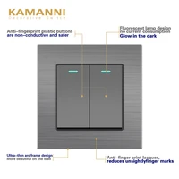 kamanni wall switch power light switch with indicator lightes 2 gang 2way luxury push button switches aluminum alloy panel 220v