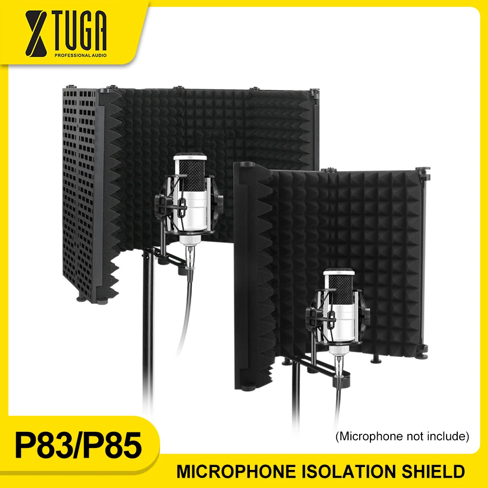 XTUGA P83/P85 Microphone Isolation Shield Foldable Microphone Wind Screen High Density Sound Absorbing Foam for Recording Studio