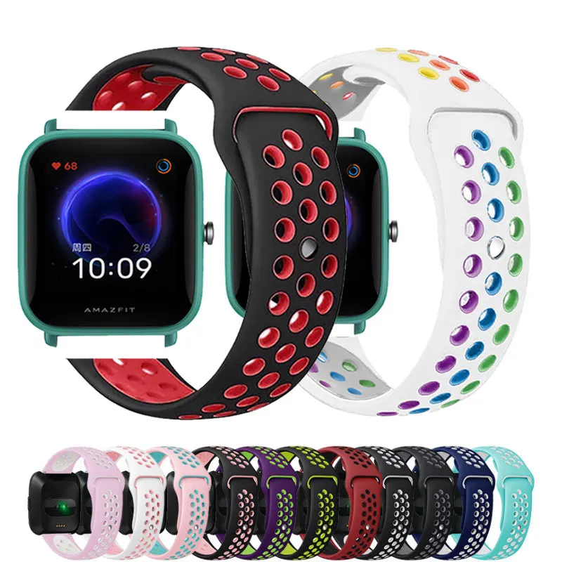 

20mm/22mm Silicone band For Amazfit GTS2 strap 2e Mini/GTR 42mm/47mm/GTR2/2e/stratos 2/3 Watch Bracelet for Amazfit GTS/2 bip