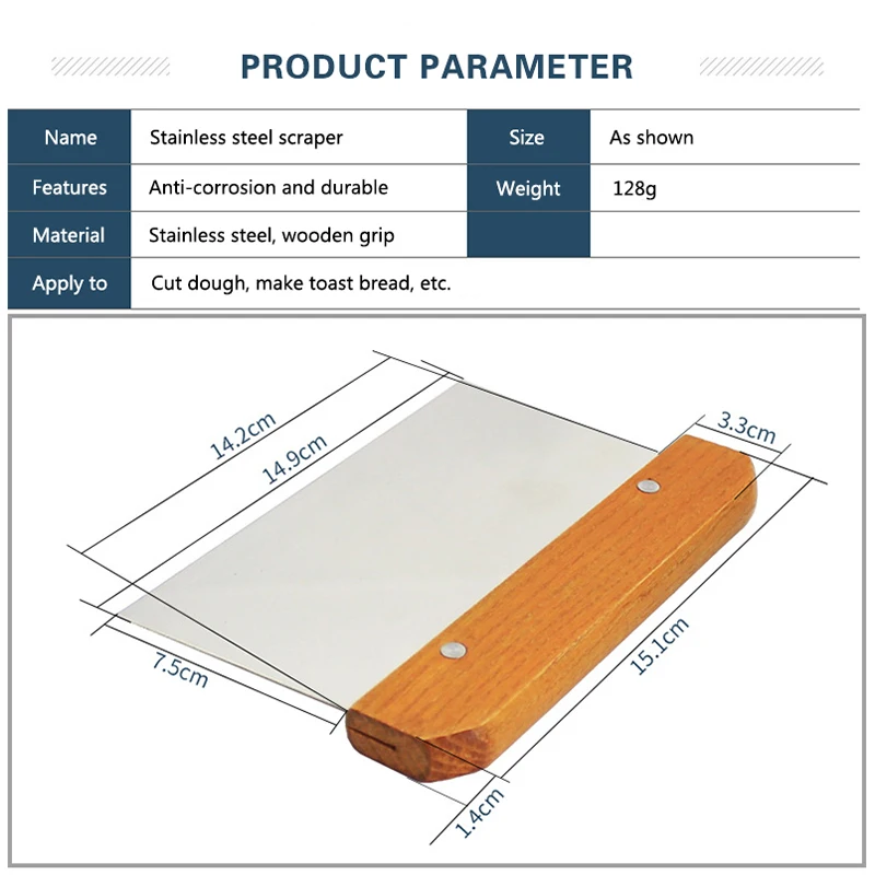 

Dough Cutter Stainless Steel Dough Scraper With Wooden Handle Cream Spatula Cake Pastry Fondant Baking Tools Kitchen Accessories