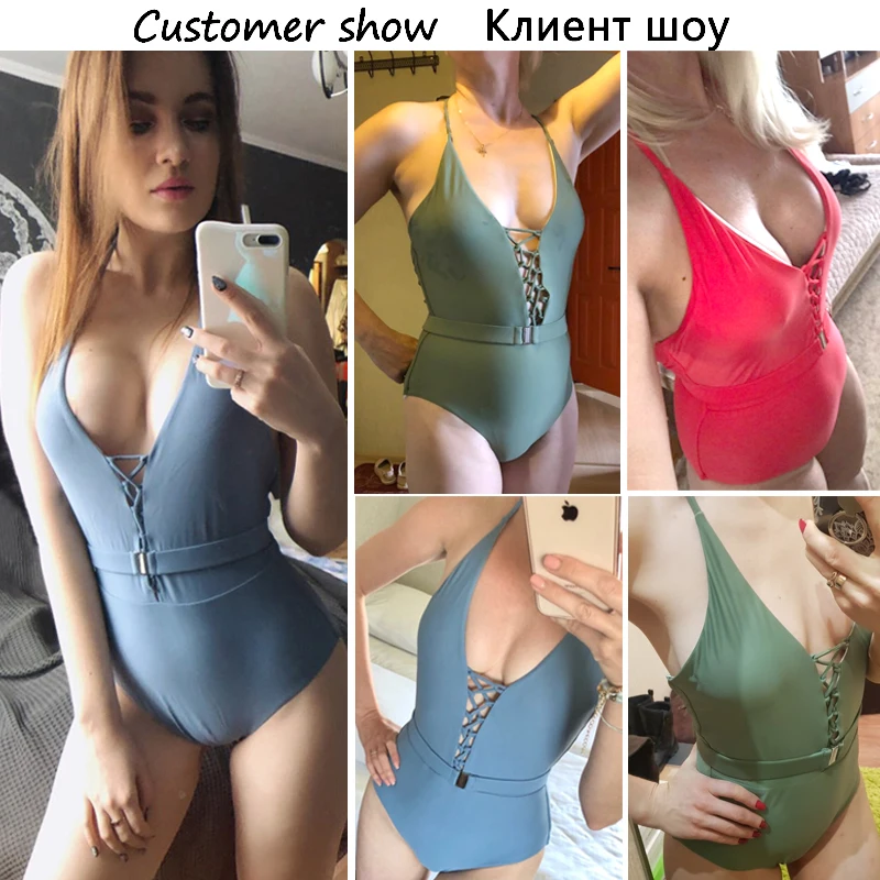 Mossha стринги Холтер Бикини 2020 купальник mujer fused Женский на шнуровке боди Цельный