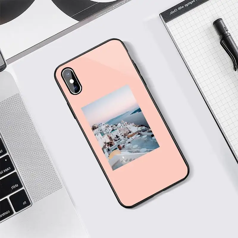 

Great Arrt Summer beach travel Phone Case Tempered glass For iphone 5C 6 6S 7 8 plus X XS XR 11 PRO MAX