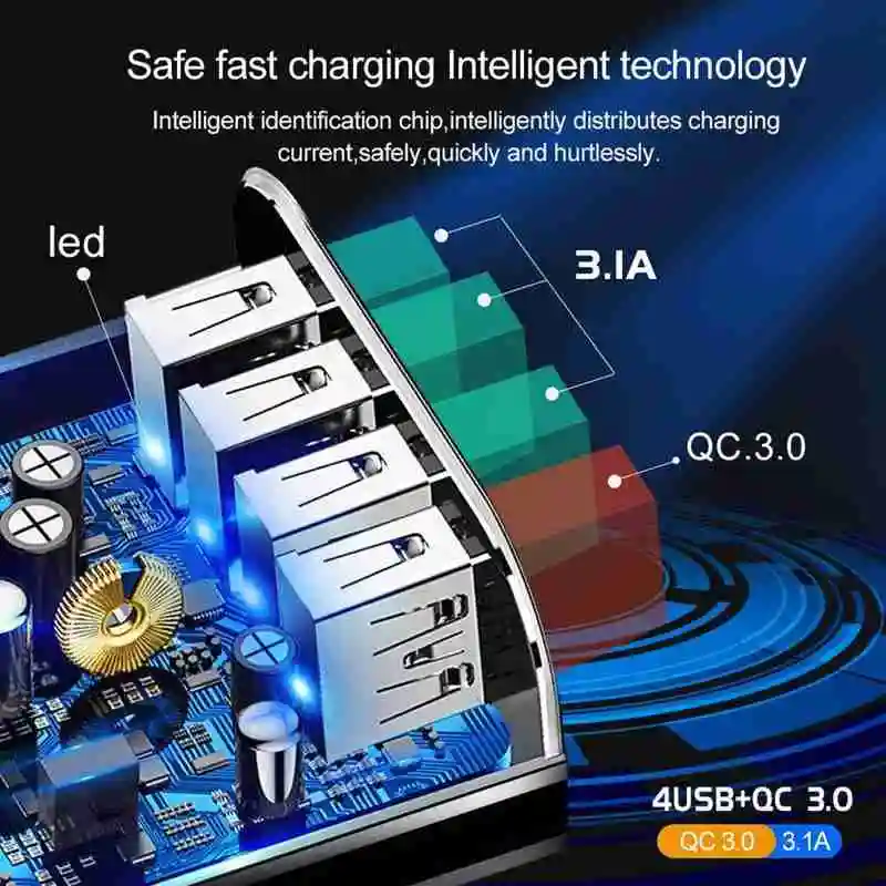 4 порта быстрое зарядное устройство QC 3 0 usb хаб Быстрая зарядка EU US UK штепсельная
