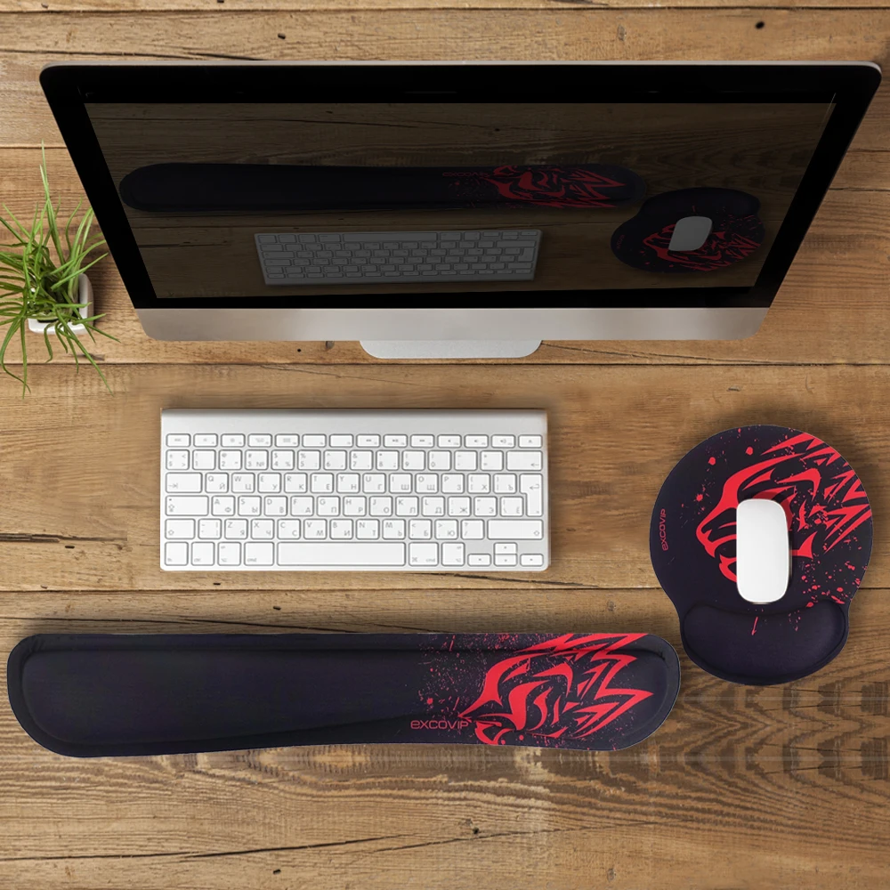 

EXCO Unique Gaming Keyboard Wrist Rest Mouse Pad Set Ergonomic Comfort Mouse Mat For Computer Gamer Non-slip Rubber Mousepad