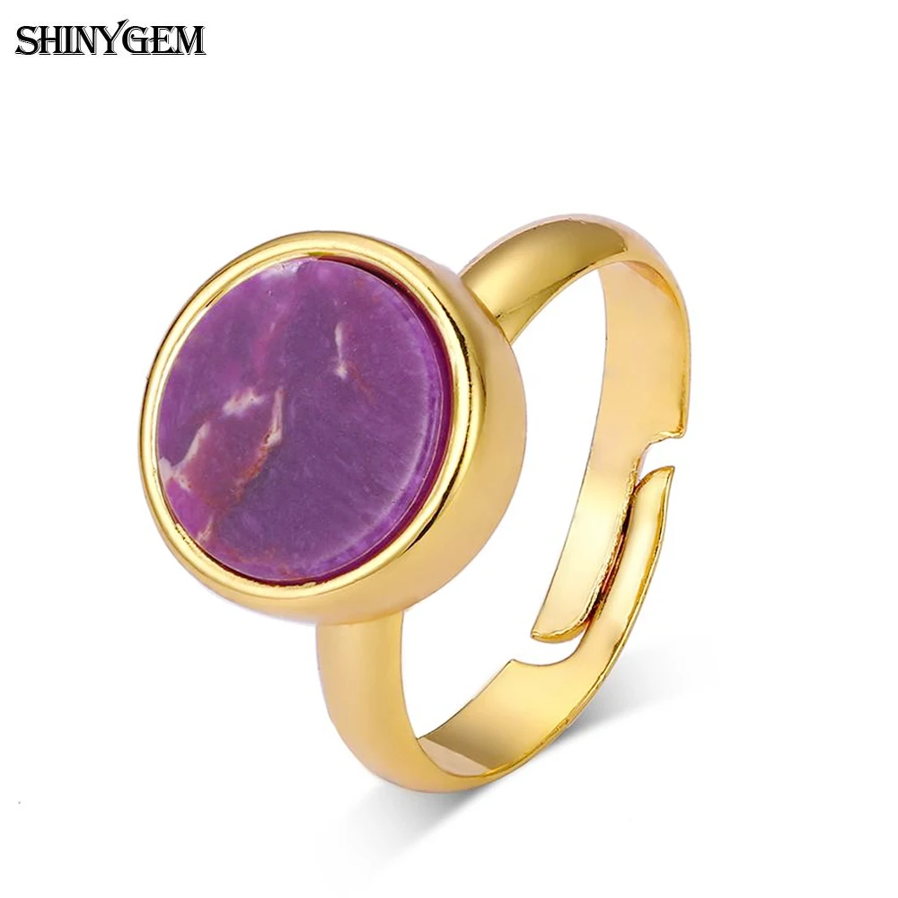 ShinyGem натуральные кабошоны кольца с драгоценными камнями регулируемые винтажные