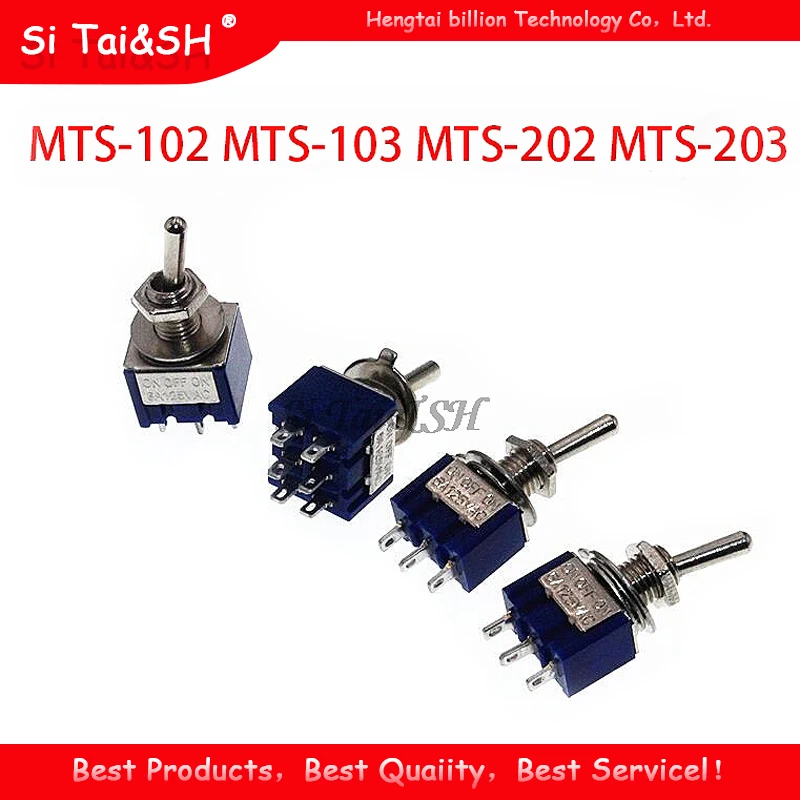 5 шт. MTS-102 MTS-103 MTS-202 6A 125 В мини 3/6PIN ВКЛ./вкл.-ВКЛ.-ВКЛ. Тумблеры для переключения света