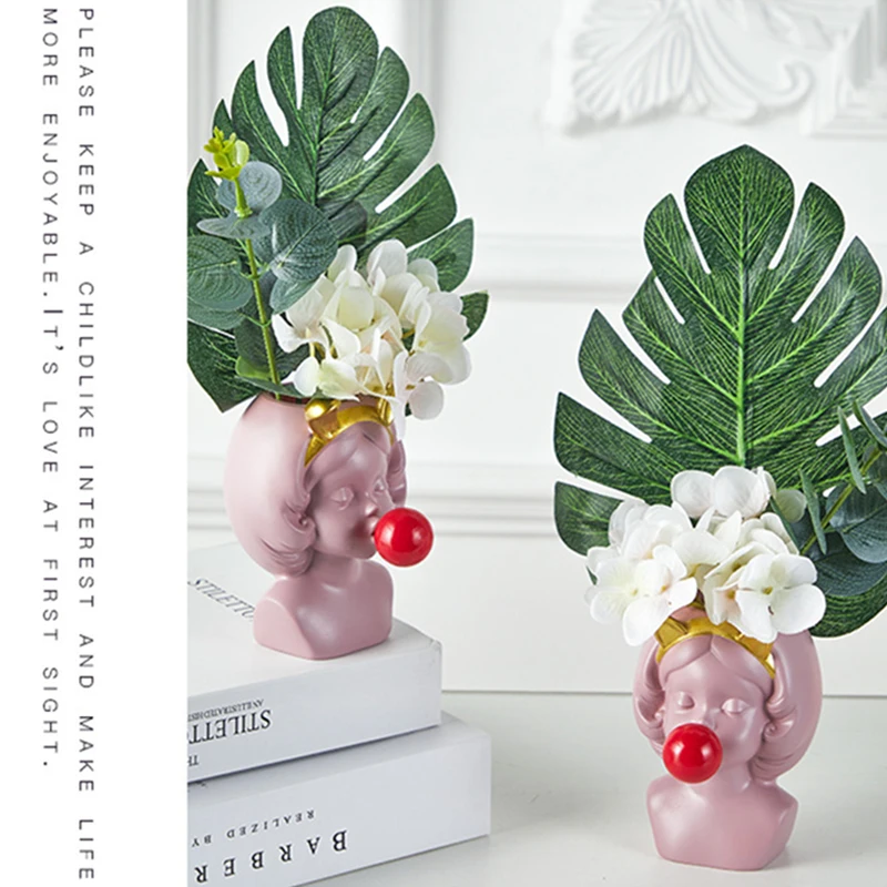 

Multifunctional Cute Girl Blowing Bubbles Planters Flower Succulent Pot for Home Garden Decor HANW88