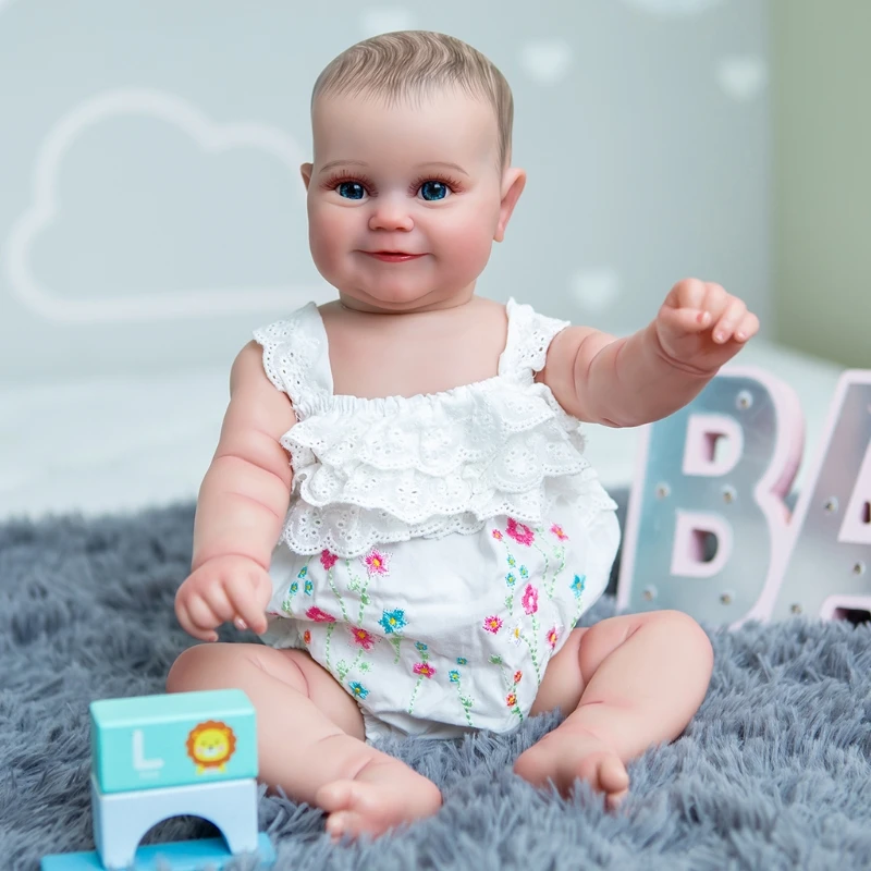 

Реалистичная кукла Reborns для девочек, 19 дюймов, Реалистичная кукла Reborns, милый подарок для маленьких девочек, настоящая мягкая на ощупь, кукла ...