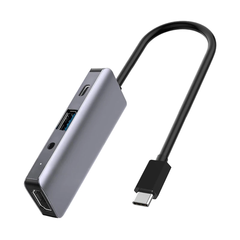 

USB C 4-в-1 док-станция для usb-хаб + совместимому с HDMI + PD + аудио адаптер подходит для всех устройств USB C ПК/планшета/мобильного телефона