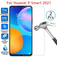 tempered glass screen protector for huawei p smart 2021 case cover on psmart smar smat samrt psmart2021 protective phone coque