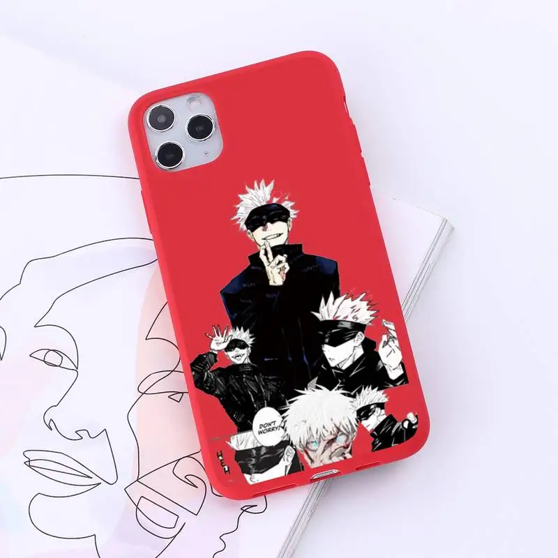 

Jujutsu Kaisen Anime Cartoon Phone Case Red Candy Color for iPhone 6 7 8 11 12 s mini pro X XS XR MAX Plus