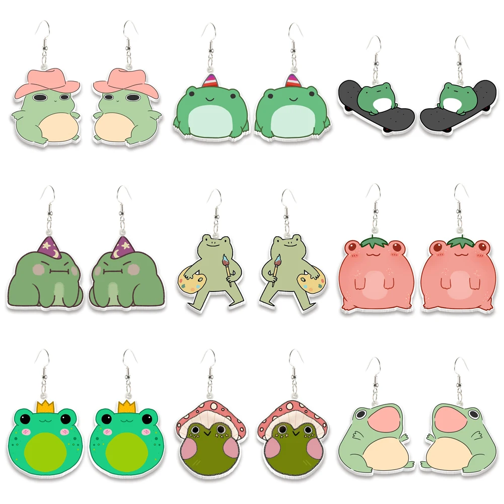 Летние серьги с мультяшными лягушками висячие для шарма подарок аксессуары