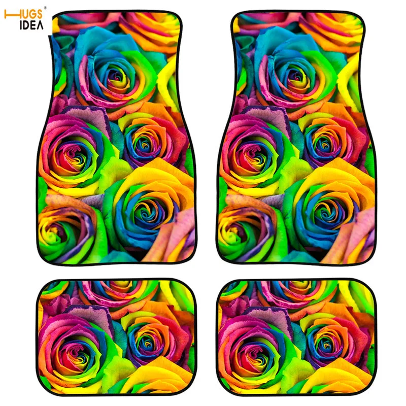 

Car Carpets Vehicle Protect Rugs Car Floor 3D Rose Print Auto Fit Floor Mats for Colorful Flower Design Dust proof Mats 2020