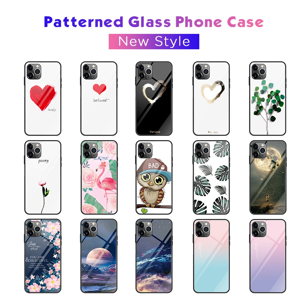 

S20 Painted Pattern Case for Galaxy S20 Ultra S10e S8 S9 Plus Note 10 8 9 9H Tempered Glass Shell Scratch Resistant Back Cover