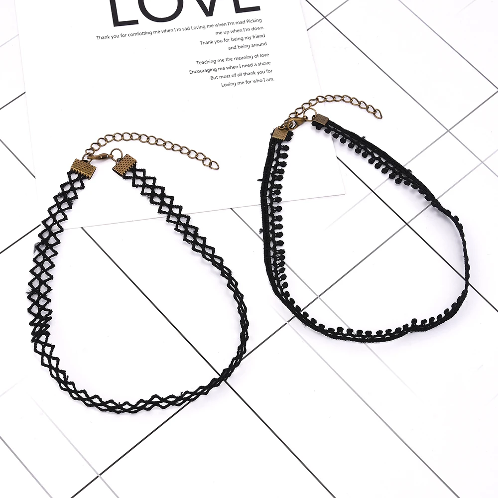 Women Crystal Tassel Multilayer Black Choker Necklace Lace Flower Pendant Jewelry | Украшения и аксессуары