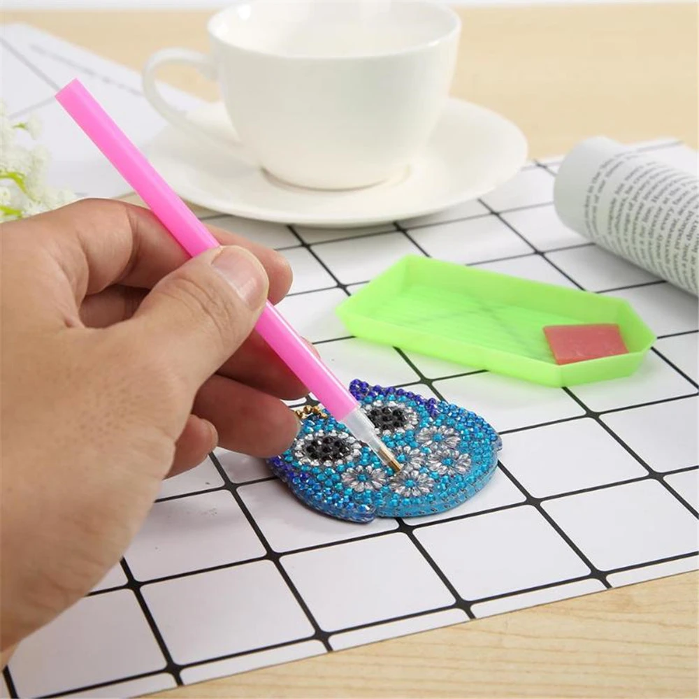 

Huacan 5D Diamond Painting Keychain Handmake Gifts Diamond Embroidery Keyring Owl Bag Decorations