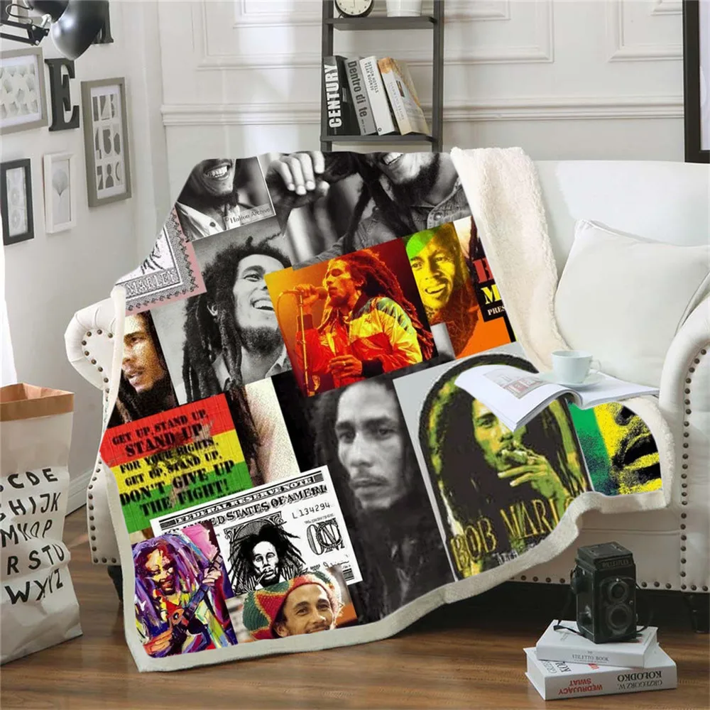 Reggae Singer Bob Marley Weed Skinny Bedspread Throw Bed Blanket Sofa Chair Rest Linen Home Indoor Adult Children 07 | Дом и сад