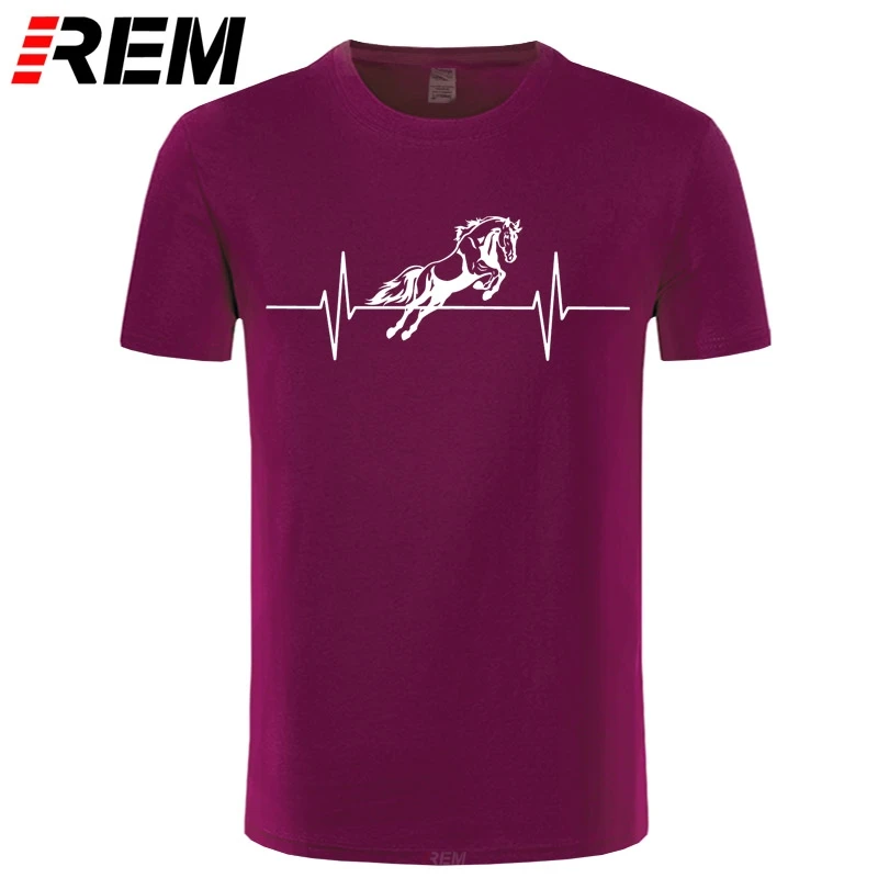 Men clothes Heartbeat Horse Mens Equestrian T Shirt Funny Fathers Gift Him Dad Birthday cotton short sleeve t-shirt tops | Мужская
