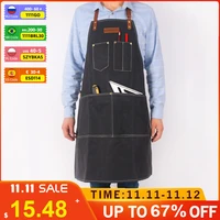 weeyi women men barber aprons with leather strap waxed canvas apron for woodworker cobbler carpenter unisex apron salon delantal