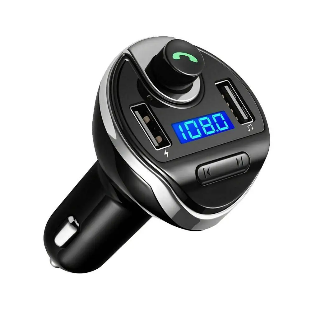 B9 USB Автомобильный MP3 беспроводной двойной USB Bluetooth MP3 автомобильный комплект Hands-free автомобильный Bluetooth fm-передатчик радио с микрофоном с посылка - Название цвета: Черный