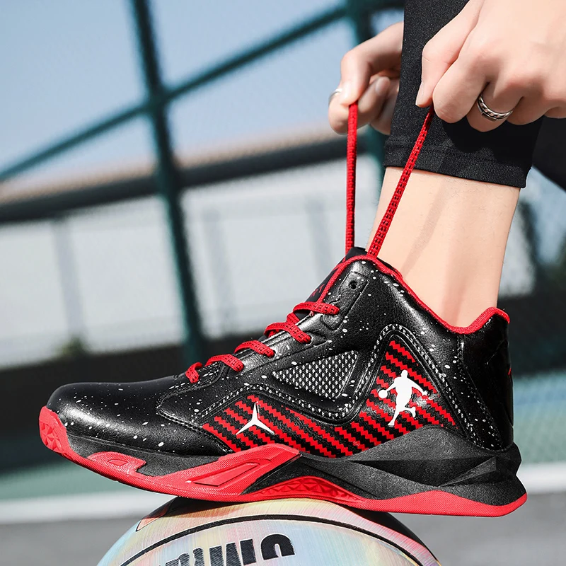 

Brand Boys High Quality Leather Basketball Shoes Non-slip Women Sneakers Children Sport Shoes Basket Trainers Athletic Man