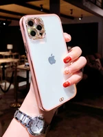 fashion clear diamond fine hole collar couples soft case for iphone 11 12 pro max 7 8 plus xr x xs se 2020 phone cover fundas