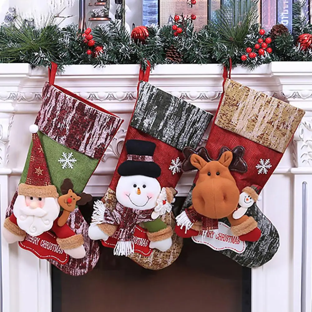 Рождественские чулки Новинка 2020 года носки Санта Клауса подарок украшения для