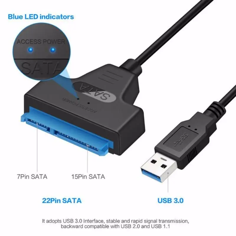 Adaptador resistente SSD HDD USB 3,0 a SATA Cable convertidor Cables SATA...